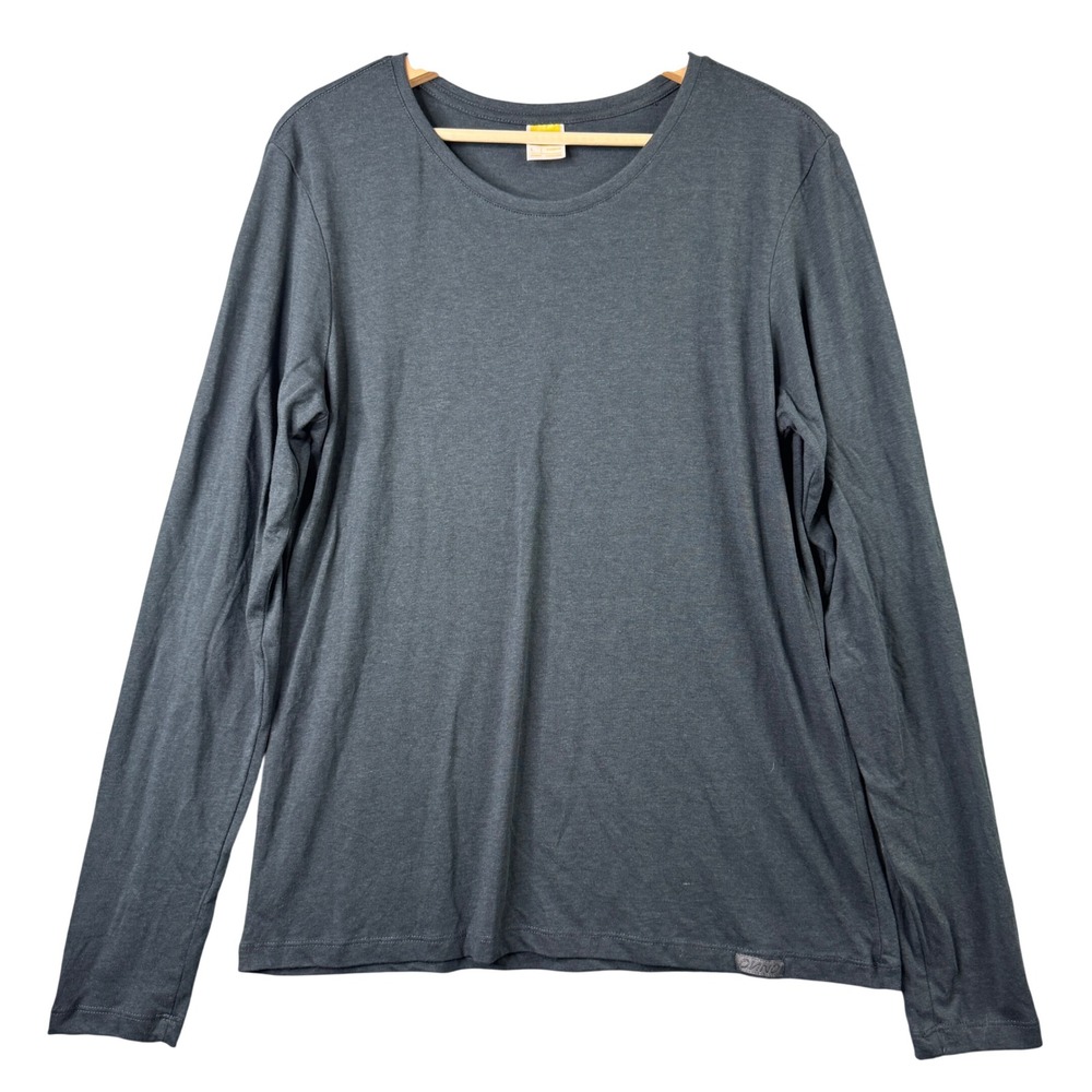 ONNO Womens Bamboo Long Sleeve T-Shirt Charcoal Gray Size L Sustainable Basic